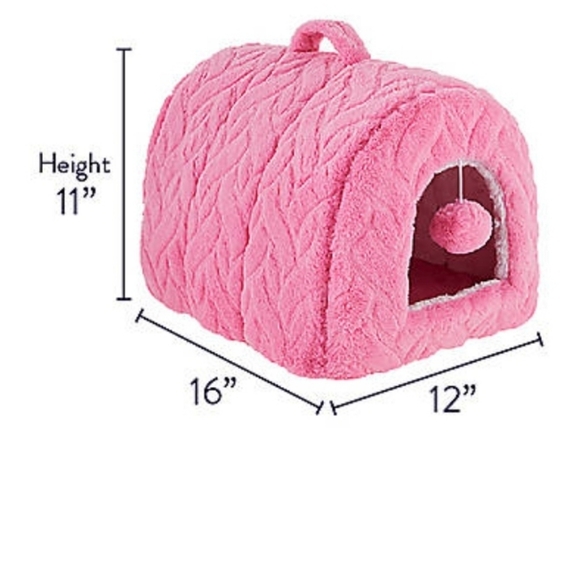 Cozy Pink Pet Cave Cat House Bed - Picture 1 of 1